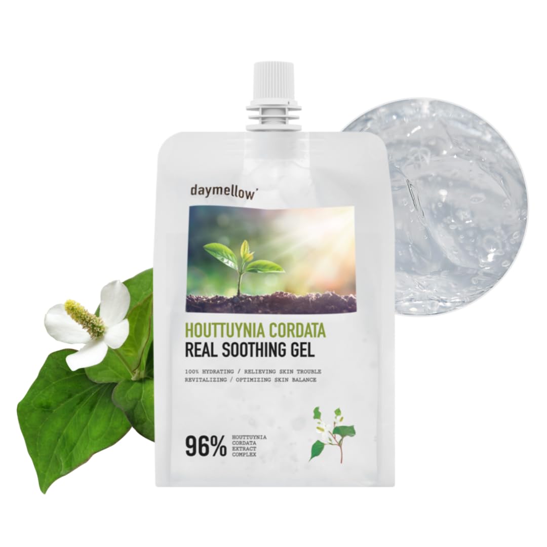 daymellow Heartleaf 96% Soothing Gel Houttuynia Cordata Real 10.58fl.oz/300g, Acne, Soothes, Redness Facial Soothing Gel Korean Skincare, Sunburn Moisture, Soothing and Calming, After Suncare, Cooling