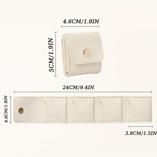 KYAOBEY Mini Travel Jewelry Bag, Mini Travel Jewelry Roll Bag with Buckle, Portable Foldable Travel Jewelry Organizer Case for Bracelet Rings Necklace for Traveling Gifting (6PCS)