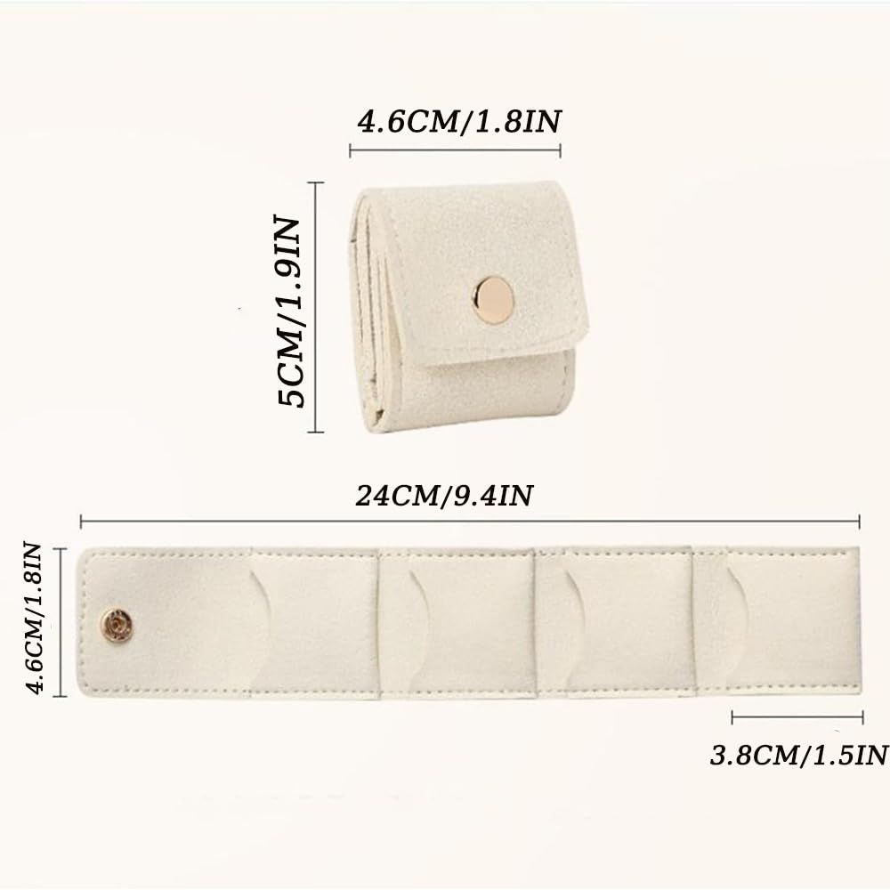 KYAOBEY Mini Travel Jewelry Bag, Mini Travel Jewelry Roll Bag with Buckle, Portable Foldable Travel Jewelry Organizer Case for Bracelet Rings Necklace for Traveling Gifting (6PCS)