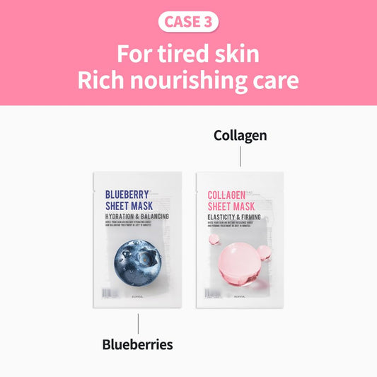 EUNYUL Purity Korean Collagen Face Mask for Skincare 8 Types x 1 Set Hydrating and Nourishing