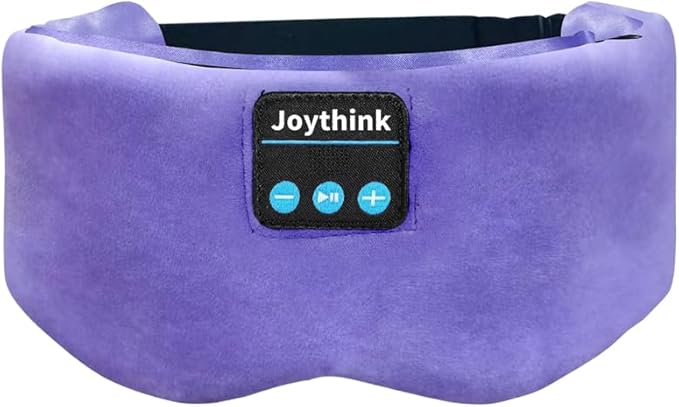 Joythink Sleep Mask Headphones Silk Wireless Bluetooth Headband Eye Mask for Side Sleepers Blackout for Airplane Travel Women Purple