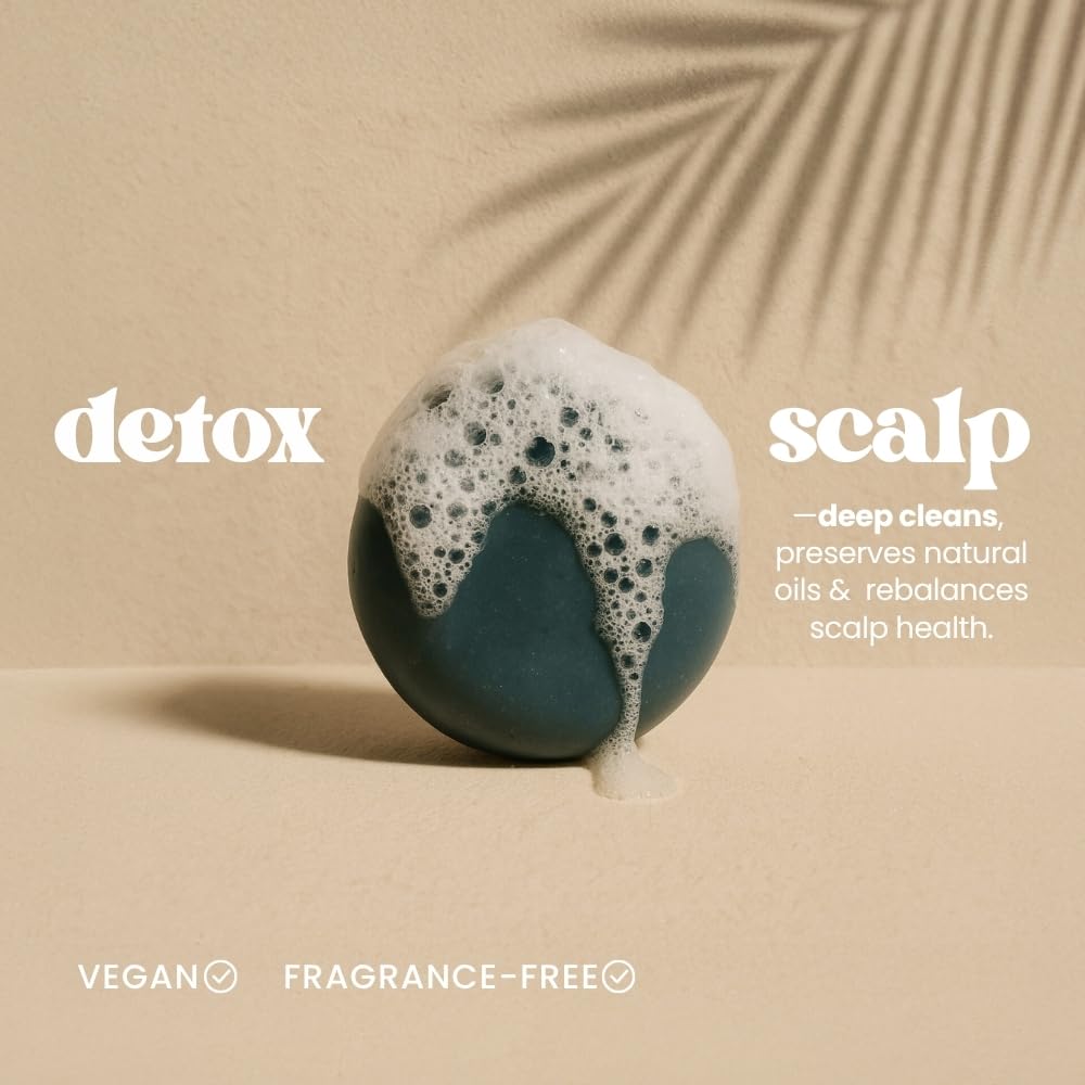 Beachwaver Charcoal Shampoo Bar | Clarifying, Sustainable Shampoo Bar with Organic Coconut Oil & Shea Butter for Hydrated Hair & Healthy Scalp | Fragrance-Free, Vegan, Easy for Travel