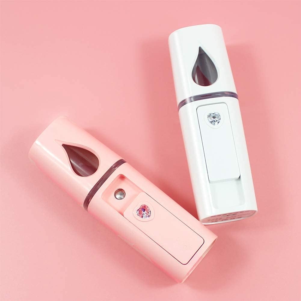 2 Pack Nano Facial Mister 20ml Mini Face Humidifier Portable Facial Sprayer USB Rechargeable Handy Skin Care Machine Moisturizing & Hydrating for Face, Makeup, Eyelash Extensions (White + White)