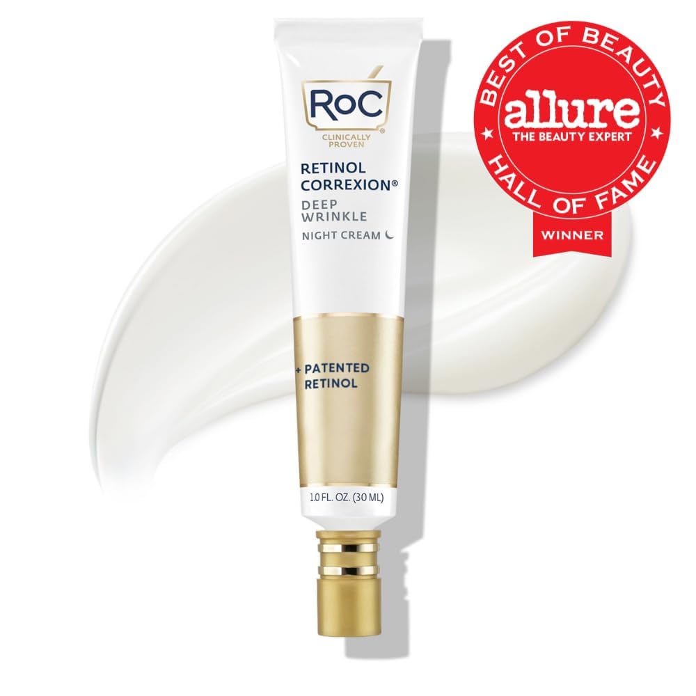 RoC Retinol Correxion Night Cream for Deep Wrinkles, Anti Aging Skincare Treatment Women and Men, 1.0 oz