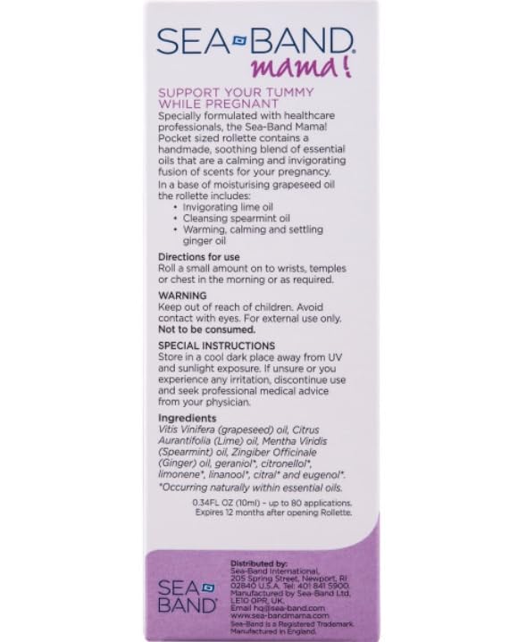 Sea-Band Mama! Anti-Nausea Aromatherapy Rollette with Essential Oils for Pregnancy Morning Sickness