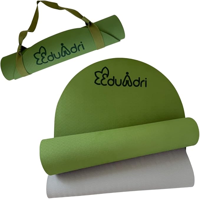 "Premium Extra Thick Yoga Mat With Strap-6mm Non-Slip,Eco-friendly,High-Density TPE,Ideal For Home,Gym, Perfect Exercise Mat for Pilates & Studio-72 L*24 W, Available In Rectangular & Arch Shapes"