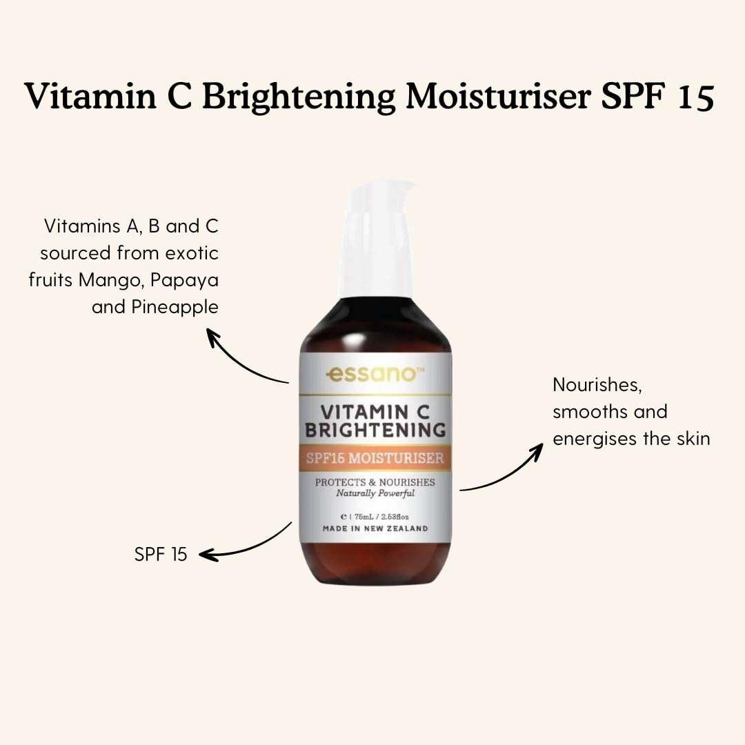 Essano Vitamin C Skin Care Set, Radiant Skincare Pack with Gel Face Cleanser (40ml), Exfoliating Face Scrub (40ml), Facial Serum (3ml), SPF15 Moisturizer (10g), For Travel or Trial, Cruelty Free