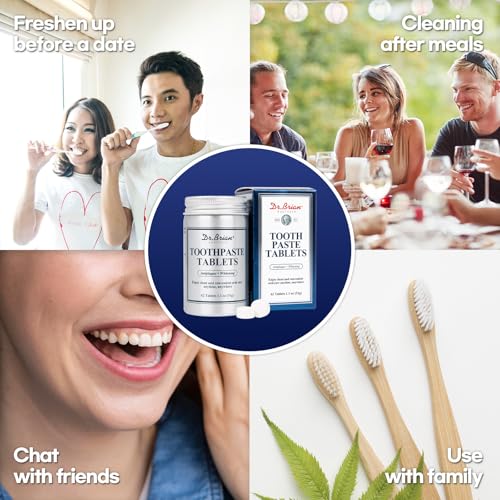 DR.BRIAN ROETTGER Toothpaste Tablets - Nano Hydroxyapatite Natural Whitening, Fluoride & Plastic Free, Eco-Friendly Travel Toothpaste Reduce Sensitivity, Remineralize (Mint, 62 Count)