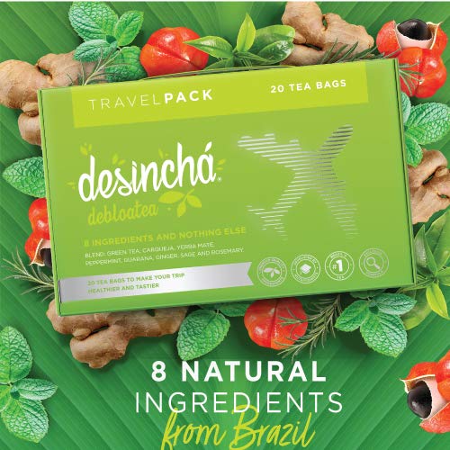 Desincha Tea - Debloatea Travel Size Herbal Tea I Increase Energy, Supports Mental Focus & Metabolic Health I Reduce Bloating I 8 Natural Ingredients I 20 Count