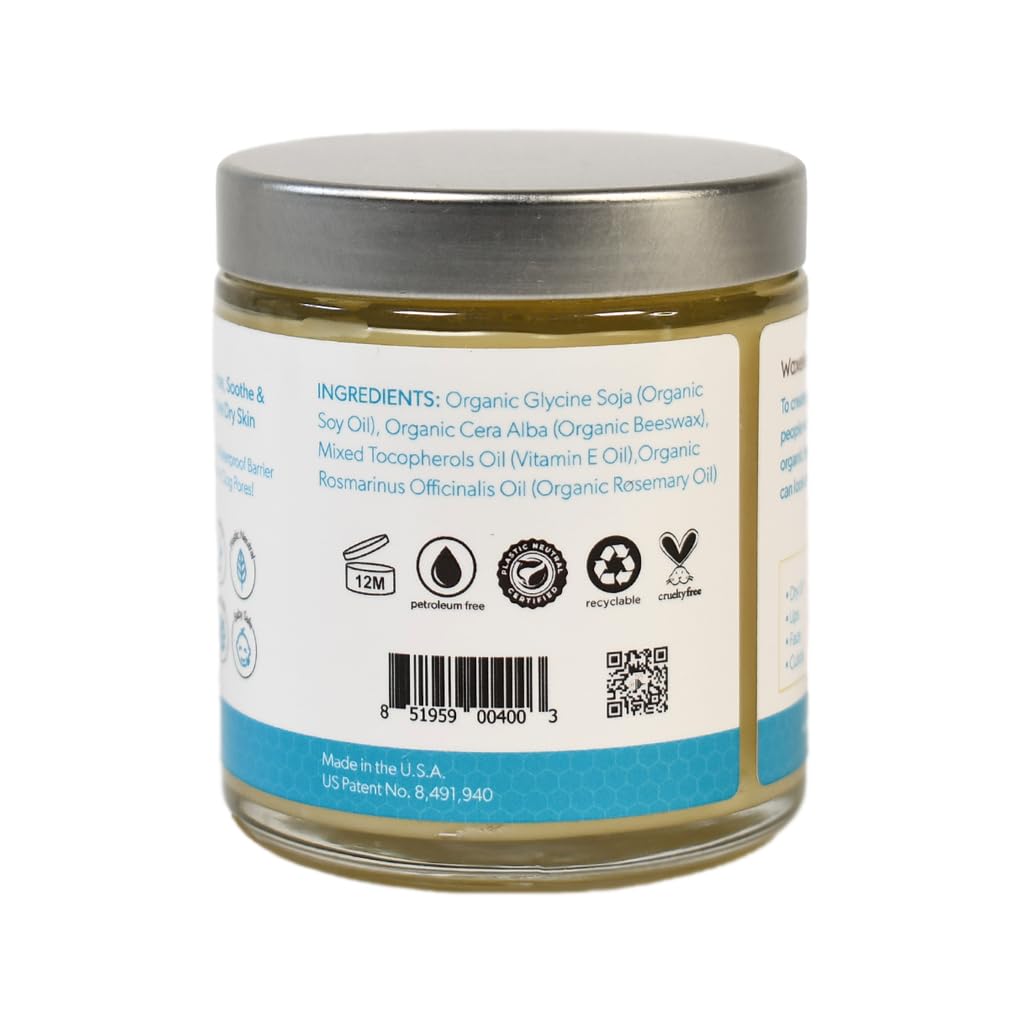 Waxelene Original Aerated Balm, Travel Jar, Organic Multipurpose Ointment the Petroleum Jelly Alternative Eczema Dry Sensitive Skin Face Moisturizer