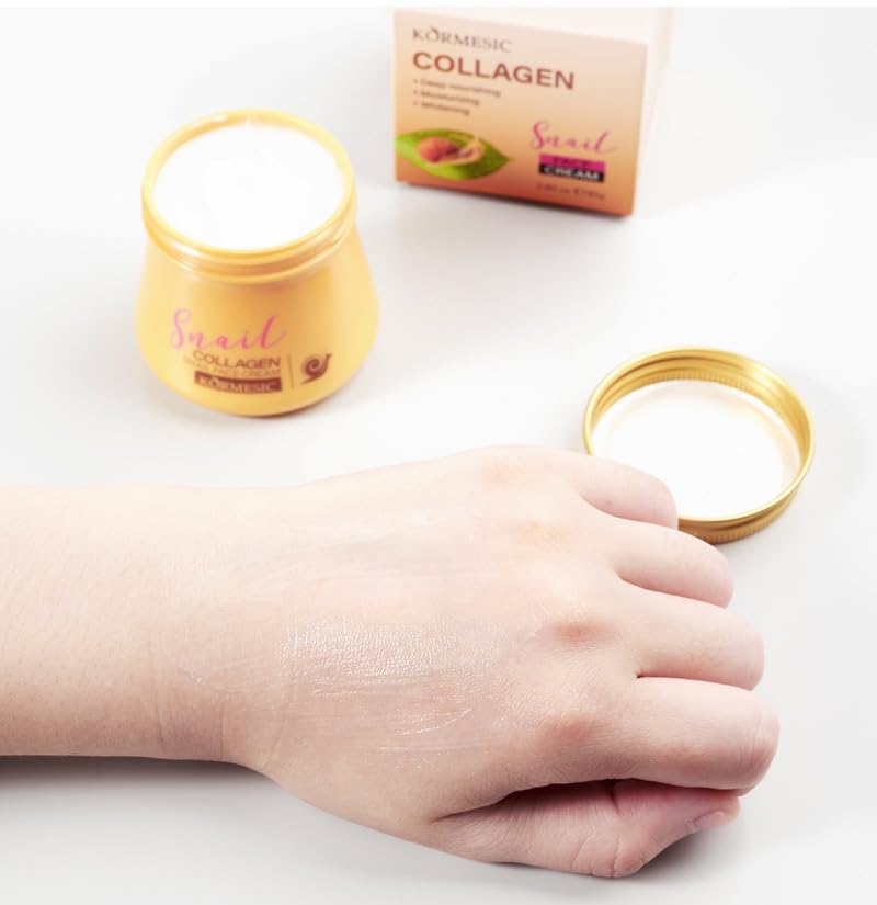 2pcs Snail Collagen Face Cream,Collagen Hydrating Anti-Wrinkle and Rejuvenating Cream Korean, Collagen Rejuvenating Moisturizer for Women, Improves Skin Firmness, Reduces Dryness & Fine Lines