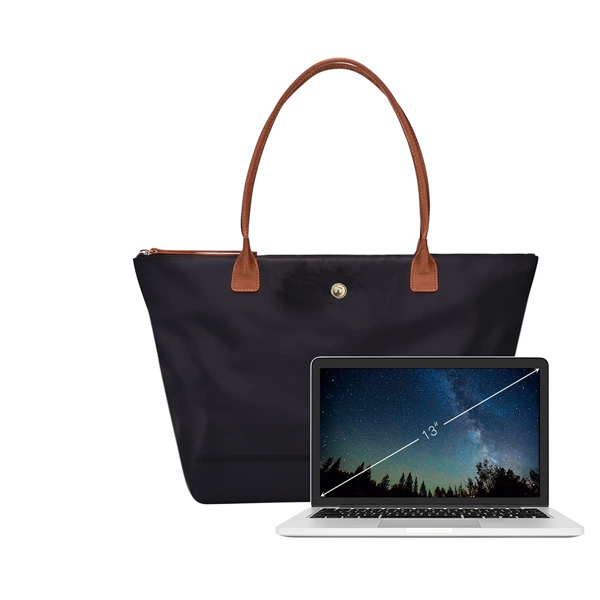 GM LIKKIE Shoulder Tote Bag for Women, Nylon Top-Handle Purse, Foldable Weekend Hobo Handbag (Black2)