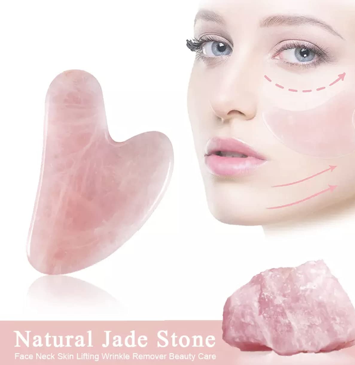 Face Roller Skin Care - Jade Roller Gua Sha Set, Rose Quartz Face Roller | Ultimate Facial Skin Care Products & Beauty Products Tools | Jade Facial Roller for Face and Eye Massager