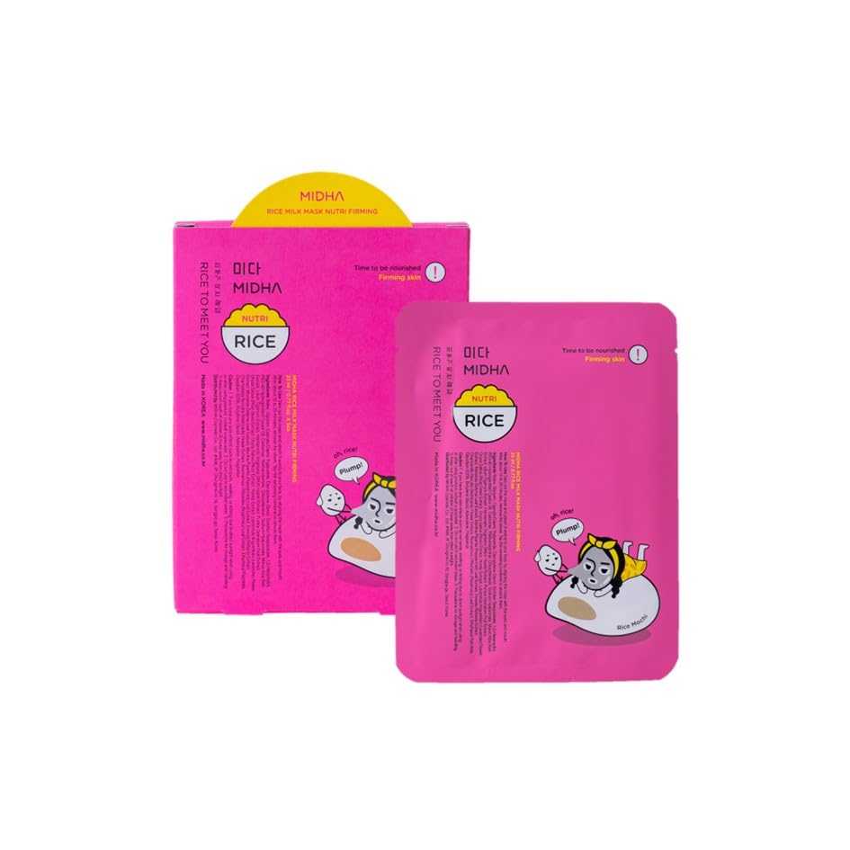 MIDHA Rice Milk Mask Nutri Firming, nourishing and firming facial sheet mask 5ea 1Pack, help to firm and provides the nutrition to the skin