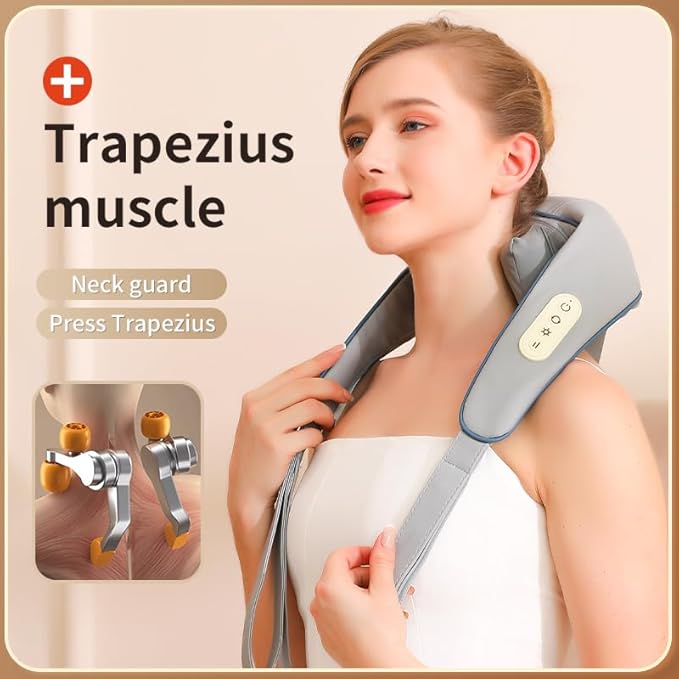 Massager for Neck and Shoulder Pain, Neck Massager, deep Tissue 3D kneading Massage Pillow, Suitable for Shoulder, Legs, Body Muscle Pain Relief, Gift for Men and Women.