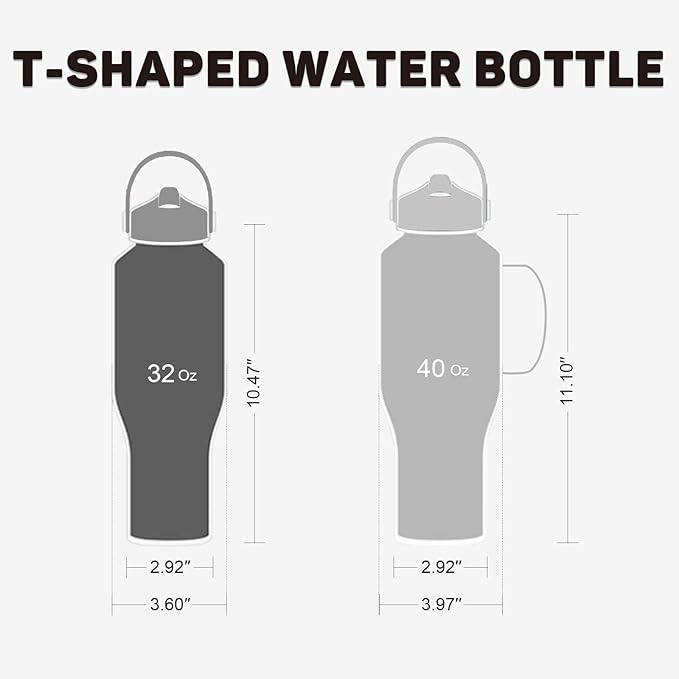 32oz Insulated Water Bottle Keep Cold 24h&Hot 12h, Double Wall Vacuum Insulated Water Bottles with Straw/Spout Lid, Stainless Steel Water Bottles that Fit in Any Car Cup Holder, Leak-proof