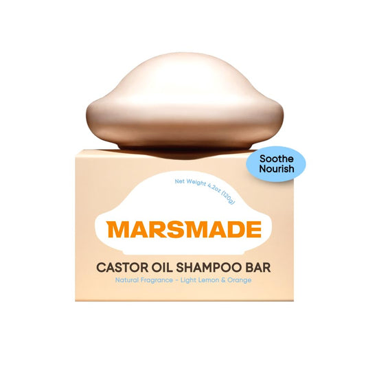 Marsmade Castor Oil Shampoo Bar Hydrating & Moisturizing Natural Hair Soap for Bathing, Hair Growth & Scalp Nourishment, Solid Shampoo for All Hair Types (120g, 4.23 oz)
