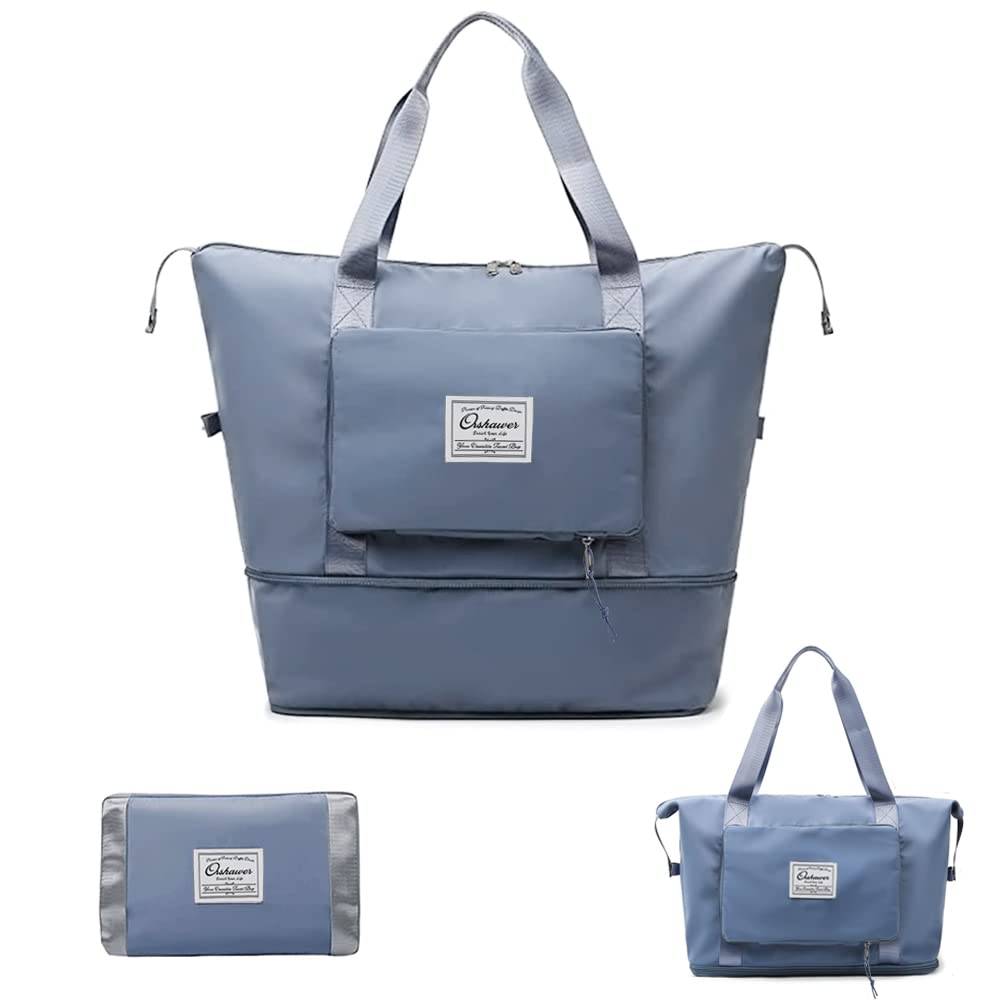 Orshawer Large Capacity Foldable Travel Bag Expandable Portable Carry on Bag Dry&Wet Separation Waterproof Sports Duffel Bags