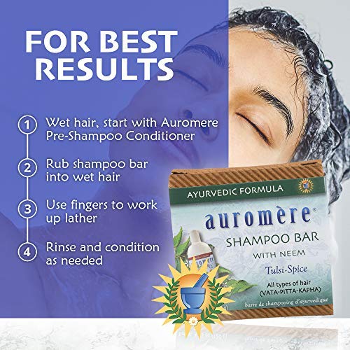 Auromere Ayurvedic Shampoo Bar - Eco Friendly, Handmade, Vegan, Cruelty Free, Natural, Non GMO, All in One Bar for Soap and Shampoo (4.23 oz), 2 pack