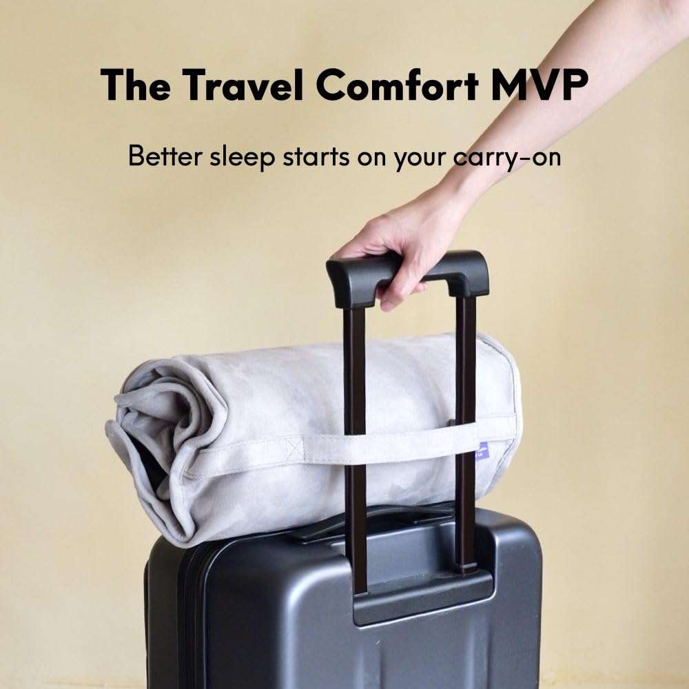 Cushion Lab Travel Deep Sleep Pillow – Compact Memory Foam Neck Pillow for Sleeping, Portable Pillow for Hotels, Camping, Side & Back Sleepers, On-The-Go – Calm Grey