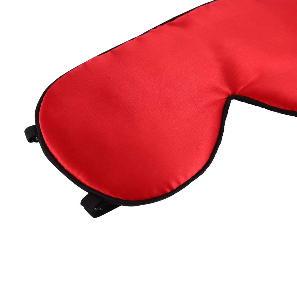 ALASKA BEAR Sleep Mask 2 Straps, Mulberry Silk, Twin Thin Elastic Bands Stay Put All Night, Super-Smooth Slim Eye Mask Two Adjustable Head Strings and Nose Baffle(Red)
