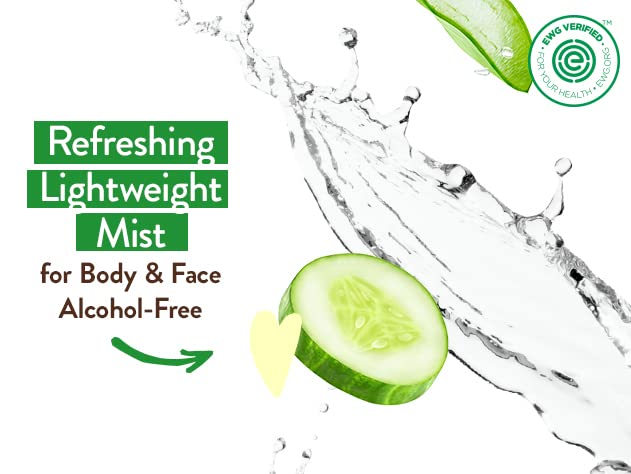 Babo Botanicals After Sun Soothing Mist - Aloe Vera & Cucumber - For Face, Body & Sensitive Skin - Non-Aerosol - No-touch application - EWG Verified - Alcohol-Free - Scented with cucumber extract