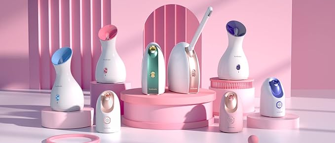 Newbealer Facial Steamer, Mini Aroma Face Steamer, Nano Ionic Hot Mist Face Humidifier for Facial Deep Cleaning, Home Sauna Spa Sprayer with 9 Pieces Acne Remover Kit (Blue, 160ml)