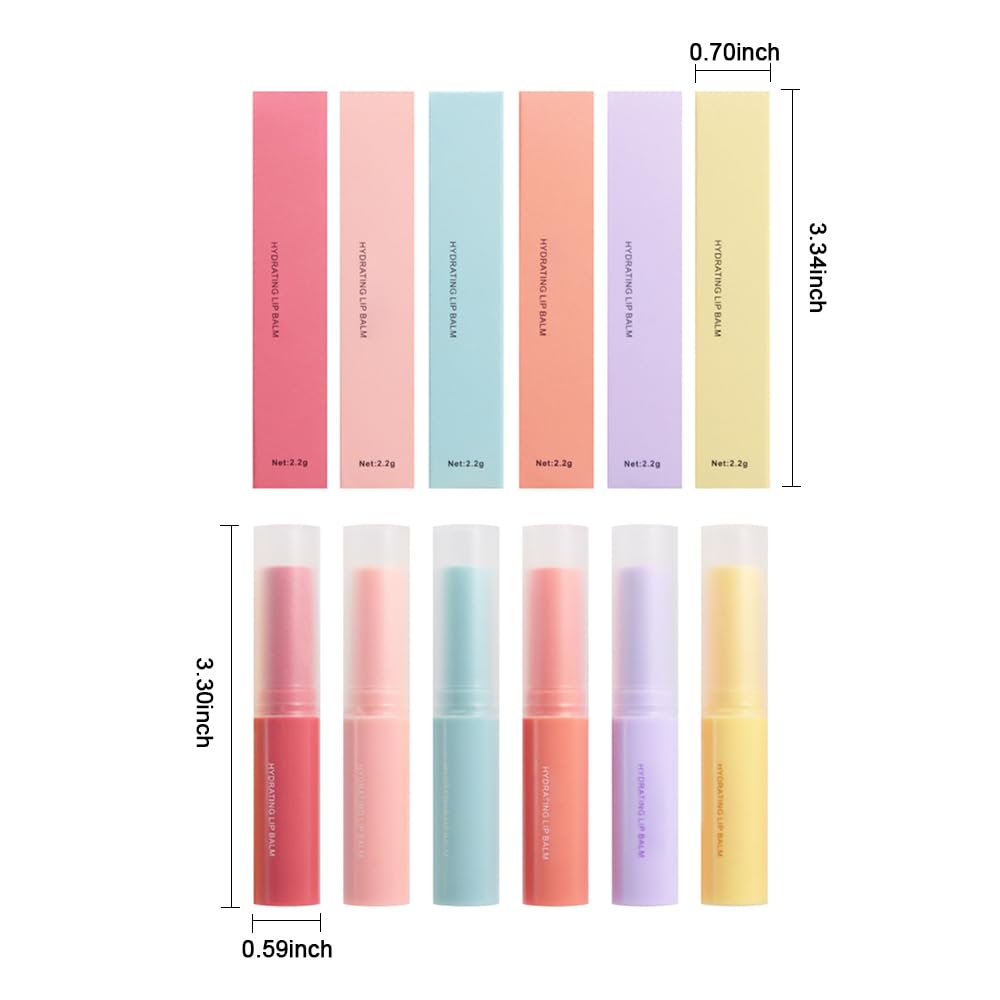 BINGBRUSH 6Pcs Lipstick - Hyaluronic Acid chapstick, Ultra Moisturizing & Repairing Lip Care for Dry, Chapped Lips,Long Lasting Hydration Lipstick, Vegan & Cruelty-Free (6 Tubes)