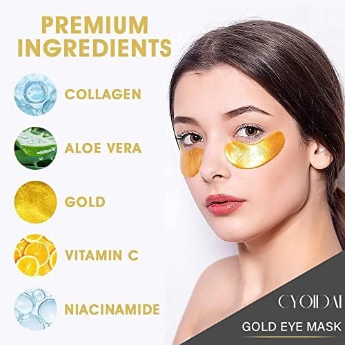 SHUIKU 24K Gold Under Eye Patches for Dark Circles & Puffiness – Korean Masks for Bags & Fine Lines – Hydrating Eyes Bag Treatment for Men & Women – Collagen Eye Mask for Wrinkles & Tired Eyes