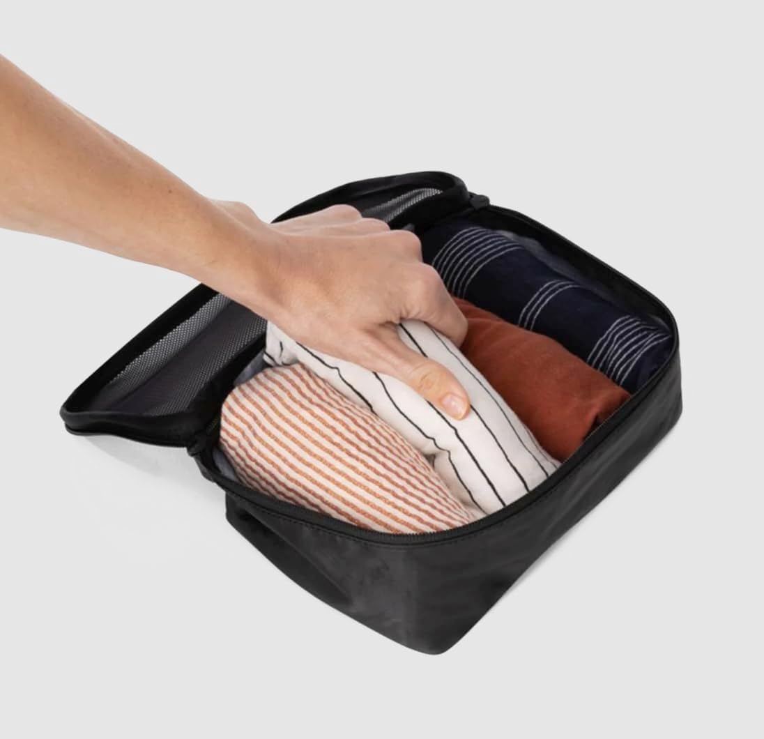 Tortuga Packing Cubes, Set of 3, Black - Lightweight Travel Cubes for Packing with Mesh Panels - Two Size Luggage Organizer Bags for Backpacks and Suitcases