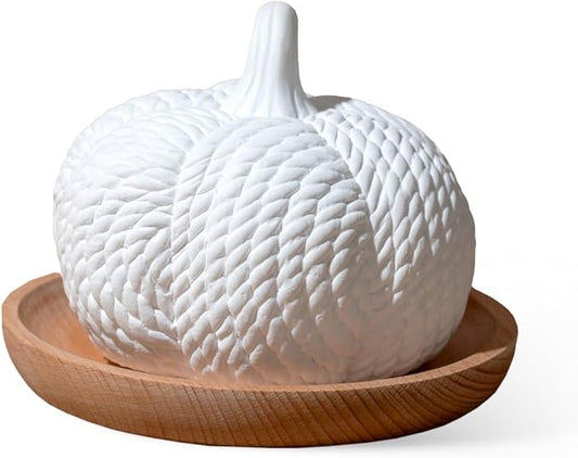 Plant Therapy Pumpkin Passive Diffuser for Fall, Porous, Unglazed Pumpkin & Natural Beech Wood Base, Add Essential Oils for a Soft Scent, Fun & Cheerful Holiday Décor