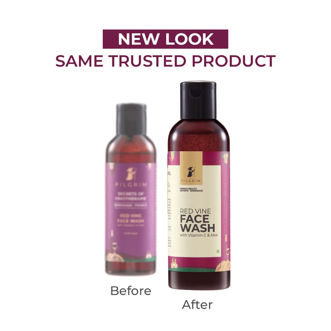 Pilgrim Red Vine Face Wash | Hydrating Cleanser with Retinol, Mulberry & Vitamin C | Removes Dirt, Impurities, Refreshes & Revitalizes Skin | For Soft, Radiant Glow | 3.38 Fl Oz (100ml)