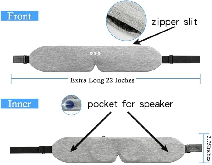 ALASKA BEAR Sleep Headphone Mask Bluetooth 5.2 HD Stereo Noise Reduction 3D Eye Mask for Sleeping Eye Contour Built-in Mask w/Thin Speakers Wireless Audio Sports Headgear(Gray)