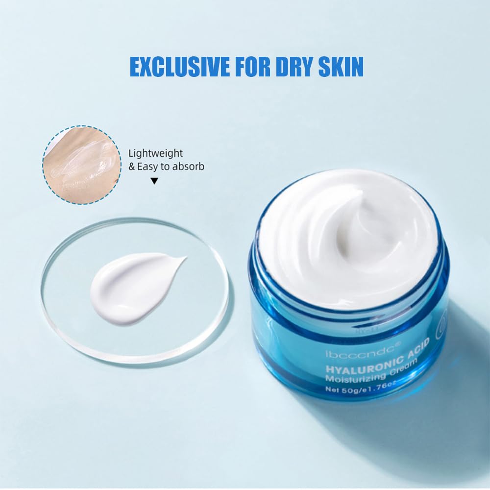 JIMYAUQIN Hyaluronic Acid Face Night Cream & Moisturizer - Deep Hydration for Dry Skin, 1.76 oz (Cream, 1pc)