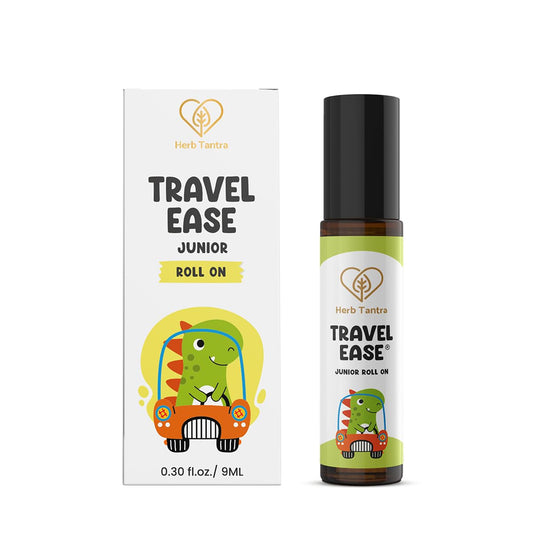 Herb Tantra Travel Ease Junior Kids Roll-On | Anti-Nausea Aromatherapy for Motion Sickness and Vomiting | for Car, Sea, Air Travel |All-Natural Non Drowsy