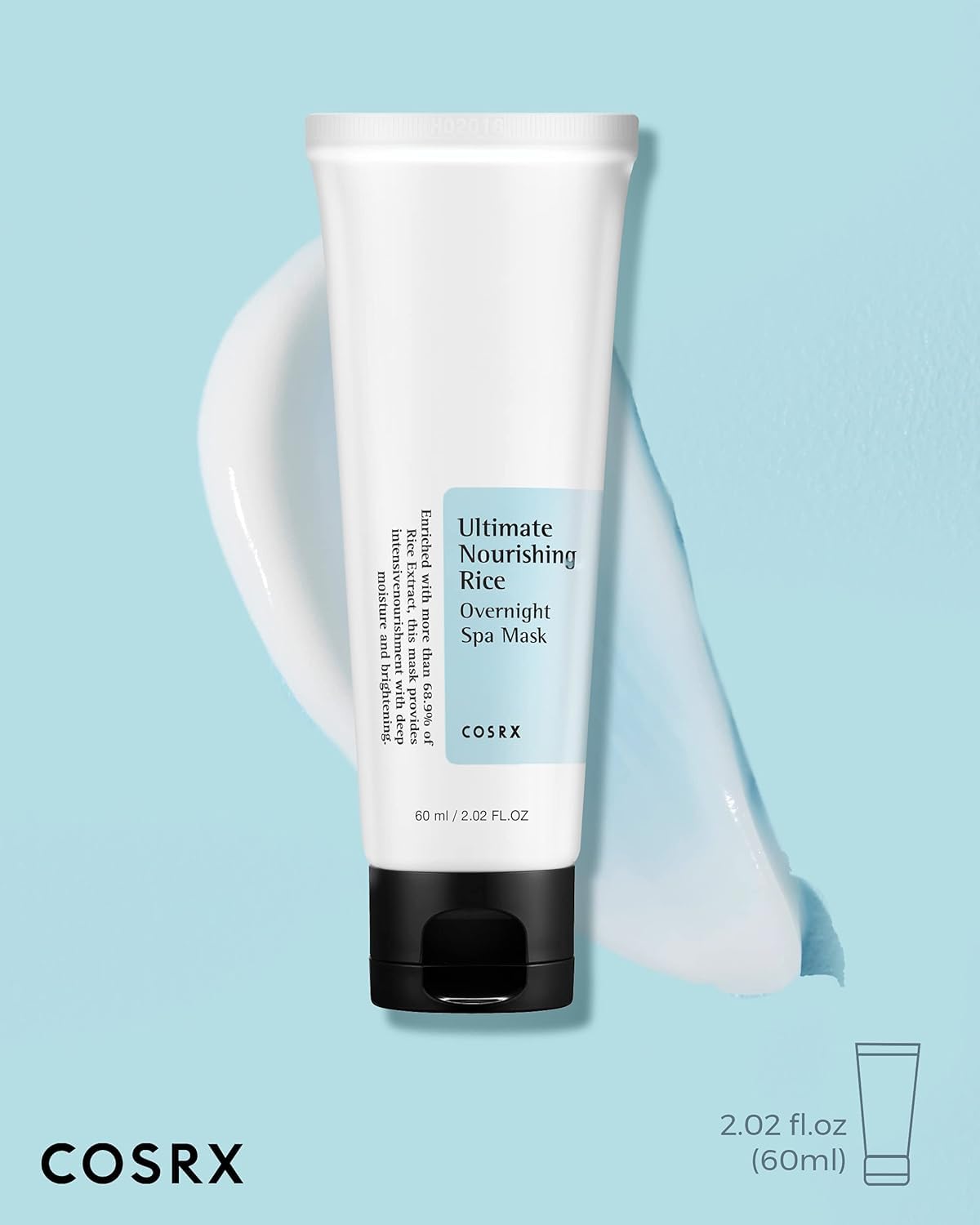 COSRX Ultimate Nourishing Rice Overnight Spa Mask, 60ml / 2.02 fl.oz | Rice Extract 68% and Niacinamide 2%, Korean Skin Care, Animal Testing Free, Paraben Free