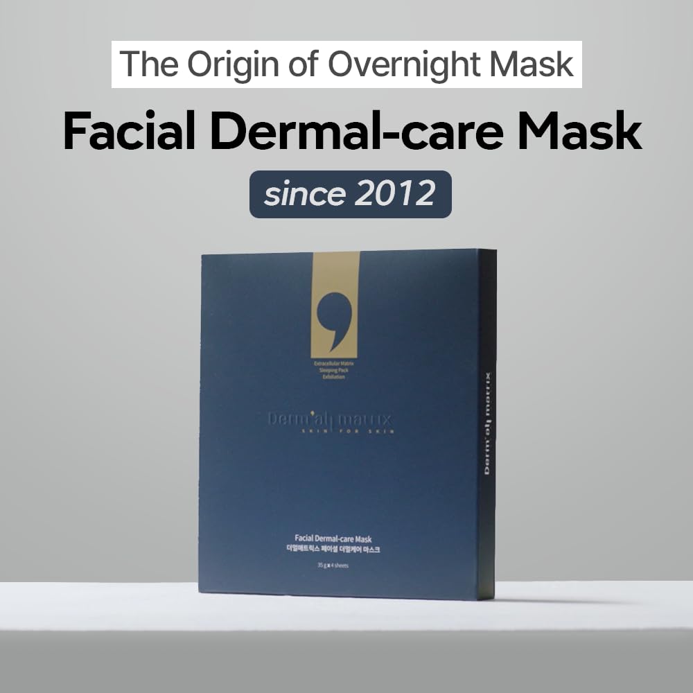 DERM·ALL MATRIX Daily Facial Dermal-care (35g/sheet) Overnight mask pack,Lifting and Hydrating,Soothing, Exfoliating,Skin Nourishing,Collagen sheet mask for wrinkles and dry skin. (4sheets/1week)