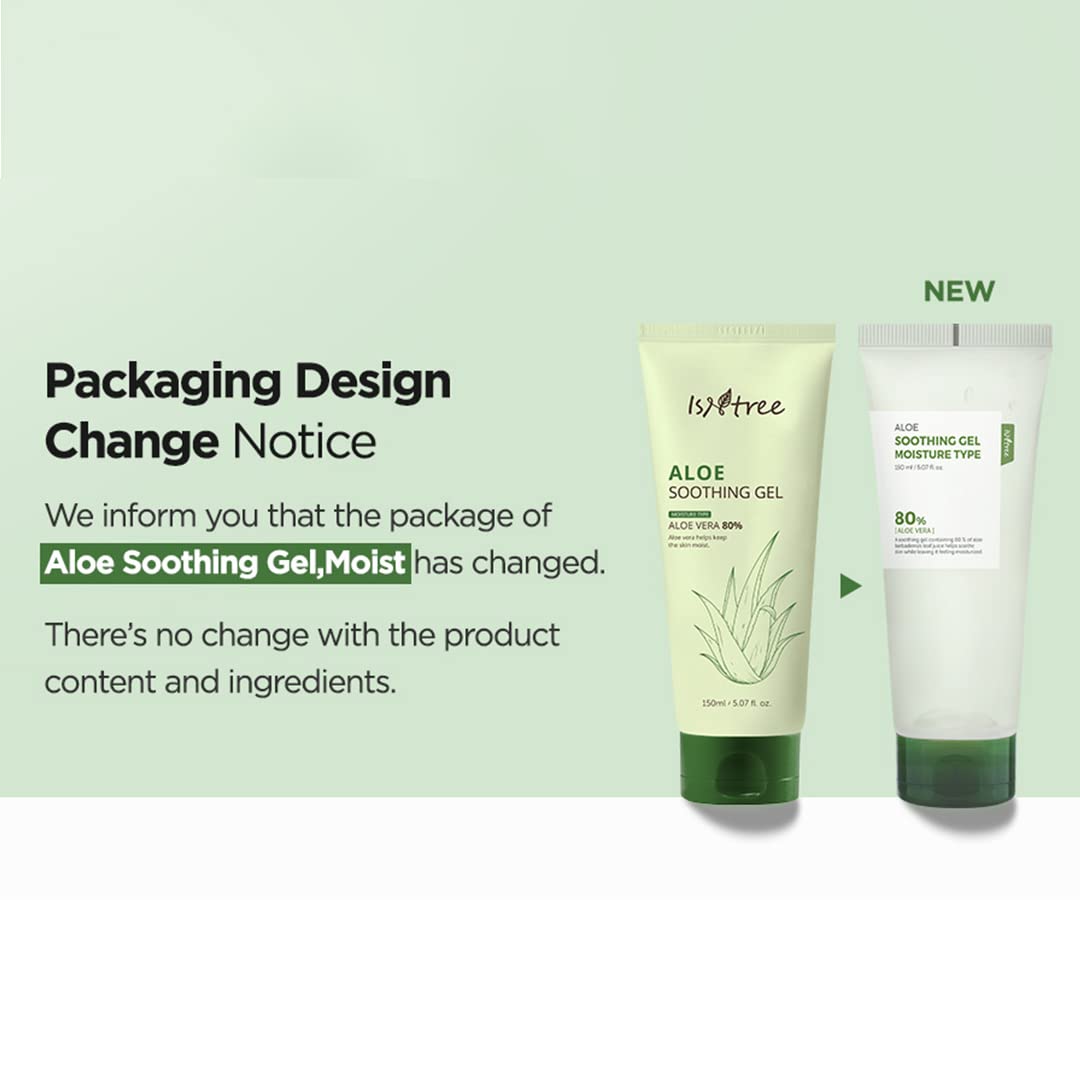 IsNtree Aloe Soothing Gel, Moisture 150ml, 5.07 fl.oz | Aloe vera 80% | Comforts sensitive skin | Refreshes & Hydrates the skin