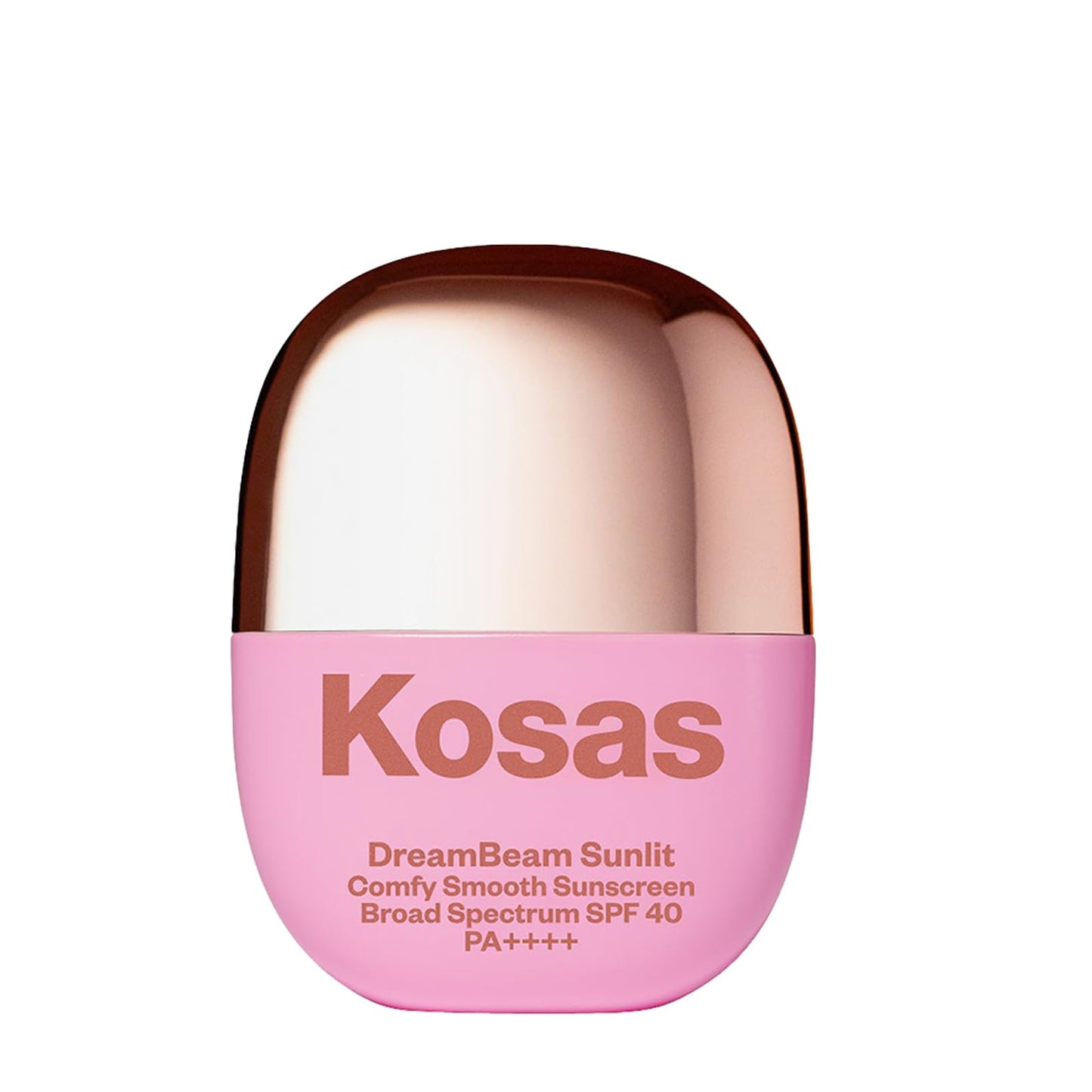 Kosas Mini DreamBeam Water Resistant Sunscreen SPF 40, Travel Size Face Sunscreen - Lightweight Makeup Base w/Hyaluronic Acid, Ceramides & Peptides - Golden Glow, Sunlit, 15ml