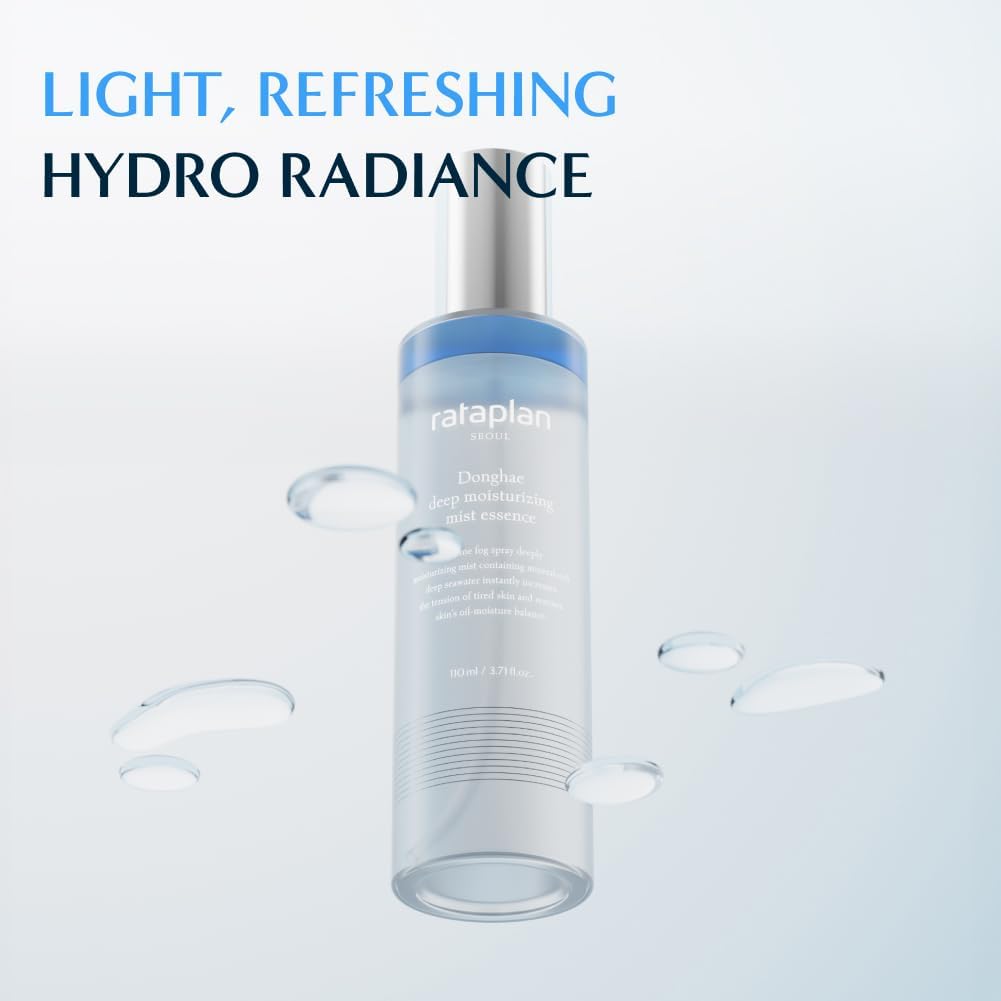 RATAPLAN Donghae Deep Moisturizing Mist Essence 2Pack - Blue Mist, Mineral Glow Mist, K Influencer Mist, Korean Skincare, Hydrating Facial Spray, Hyaluronic Acid, Collagen, Panthenol for Skin Barrier