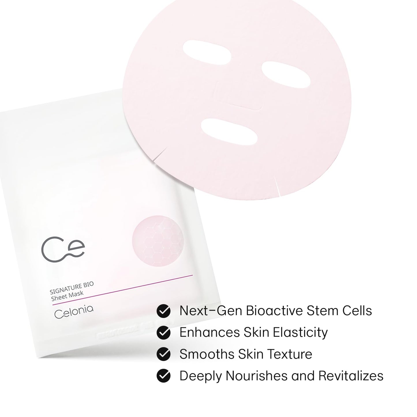 CELONIA Signature Bio Sheet Mask, Stem Cell Ampoule Deep Hydrating Face Mask, Anti Aging Face Mask Skincare For Healthy Glow, Minimize Pores, Reduce Fine Line, Boost elasticity, Correct Redness, 5PC