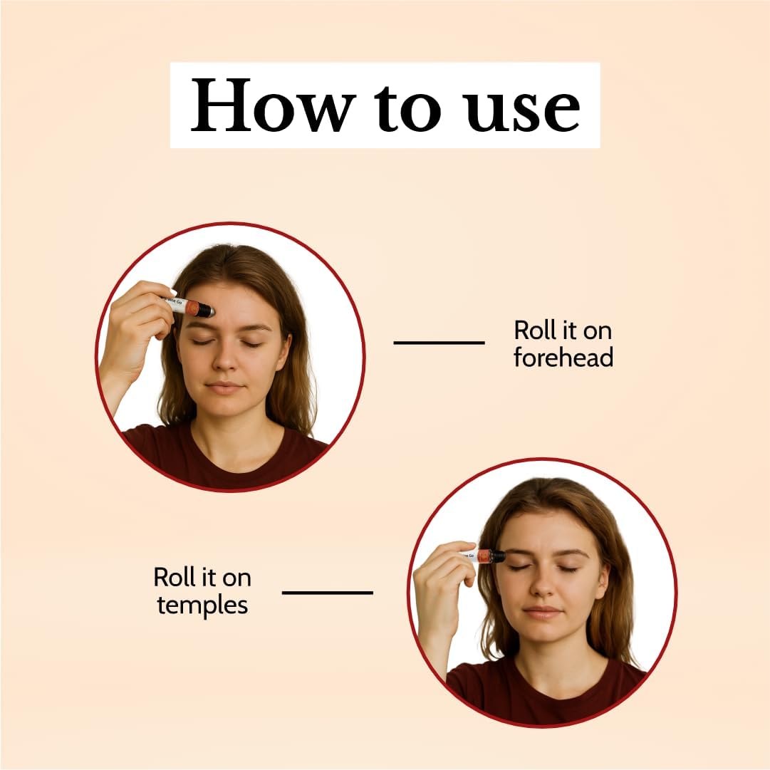 Herb Tantra Migraine Go Roll On | Headache Roll On Stick | Essential Oil Blend of Eucalyptus, Rosemary, Peppermint & Lavender | 100% Pure and Natural