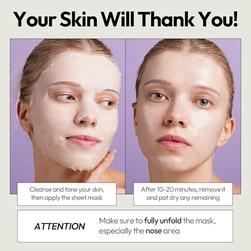 LAPCOS Collagen Sheet Mask, Firming Daily Face Mask with Collagen Peptides for Anti-Aging, Helps to Minimize Wrinkles, Restores Skin Elasticity & Firmness, Hydrating, Korean Beauty, 5-Pack