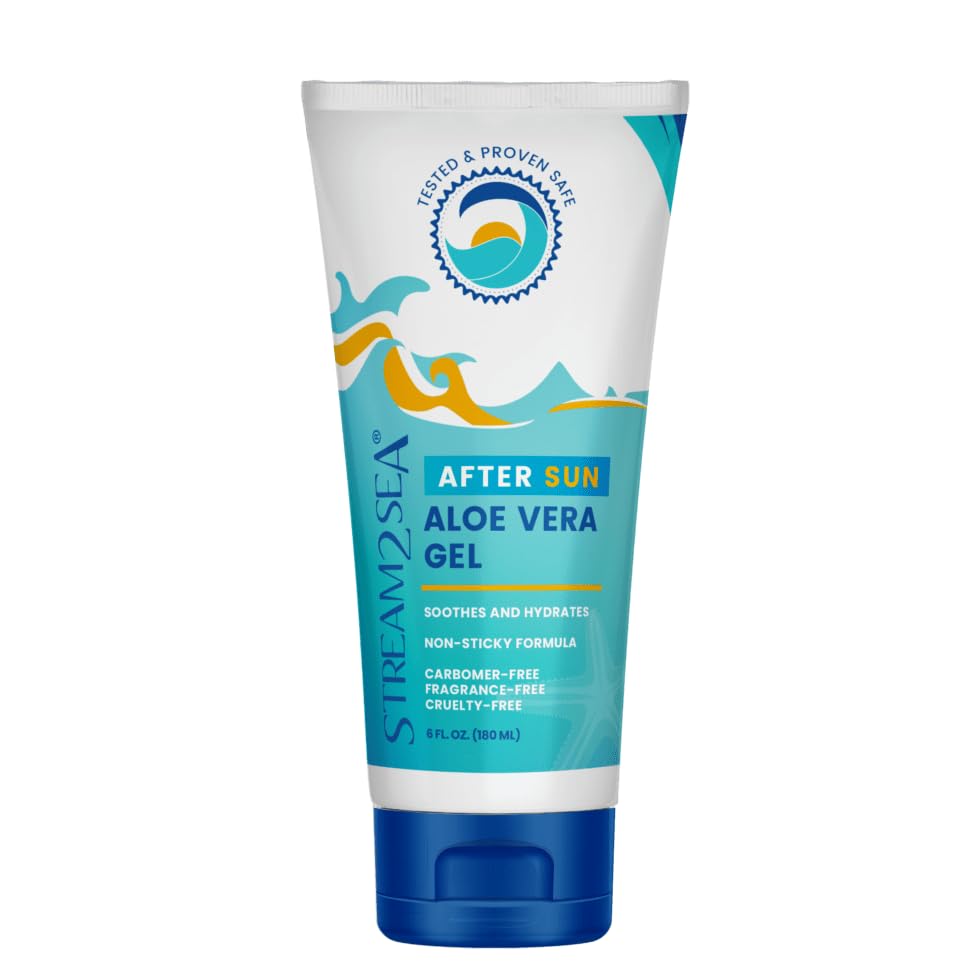 STREAM 2 SEA Soothing Aloe Vera Gel, Reef Safe Paraben Free All Natural Underwater Sting and Sunburn Relief, After Sun Care for Face and Body Easy to Absorb Hydration Moisturizing Formula, 6 Fl oz