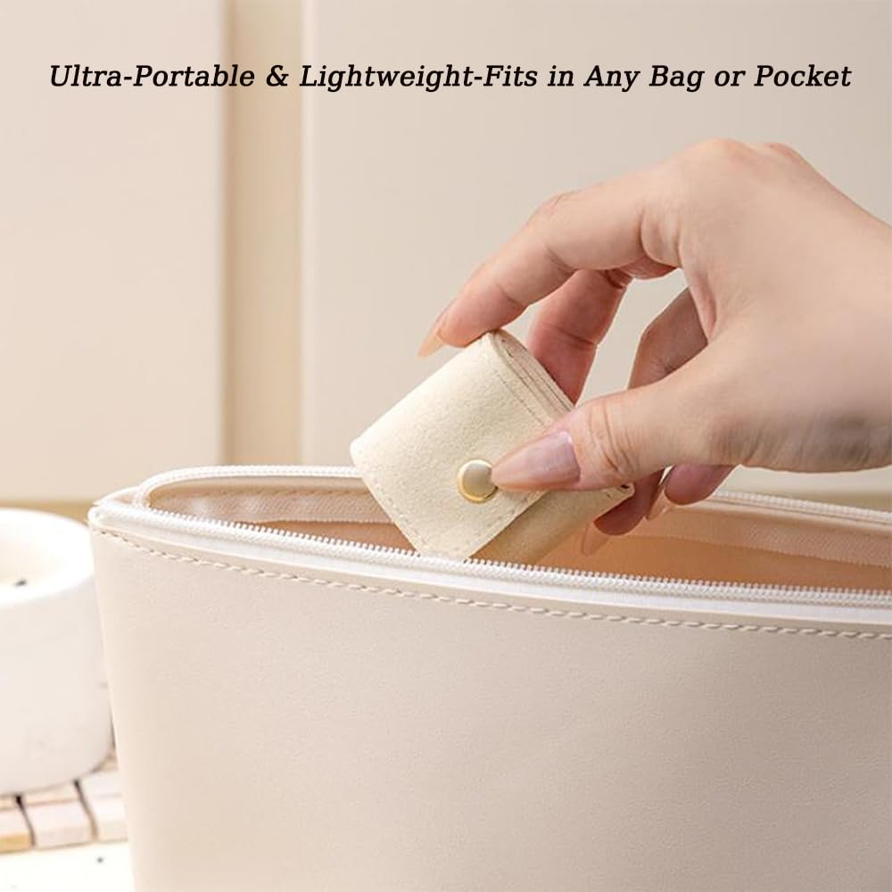 KYAOBEY Mini Travel Jewelry Bag, Mini Travel Jewelry Roll Bag with Buckle, Portable Foldable Travel Jewelry Organizer Case for Bracelet Rings Necklace for Traveling Gifting (6PCS)