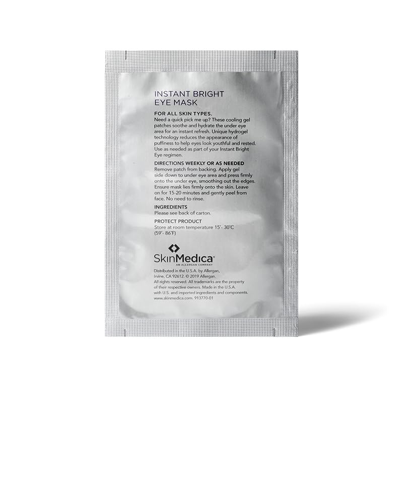 SkinMedica Instant Bright Eye Masks - Under Eye Patches for Puffy Eyes and Dark Circles to Look Youthful and Rested, 6 Ct