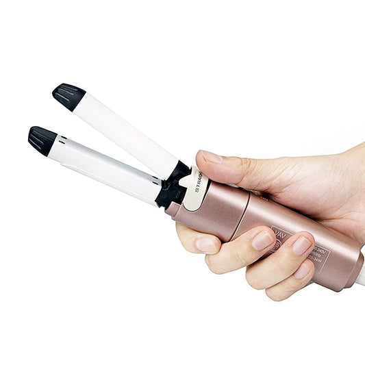 VAV Mini Travel 2 in 1 Curling Iron Small Hair Straightener and Curler Dual Voltage Flat Iron,1 Inch Hair Iron,Ceramic Portable Curling Wand,for Short Hair,Curls Bangs (Rose Gold)