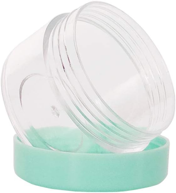 Wopanxye 12pack 15 Gram Small Clear Cosmetic Sample 15ml Empty Containers for Make-up Gifts, Eye-Shadow, Nails, Powder, Gels, Beads, Jewelry, Sunscreens Cream, Mini 15g Pot Jars with Green Cap Lids