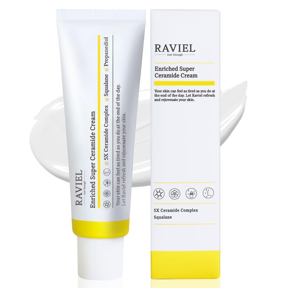 RAVIEL Enriched Super Ceramide Cream Radiance Boosting, Deep Hydration & Tone Enhancing Moisturizer with Niacinamide & Hyaluronic Acid for Dull, Uneven Skin, Korean Skincare, 50ml (1.69 fl oz)