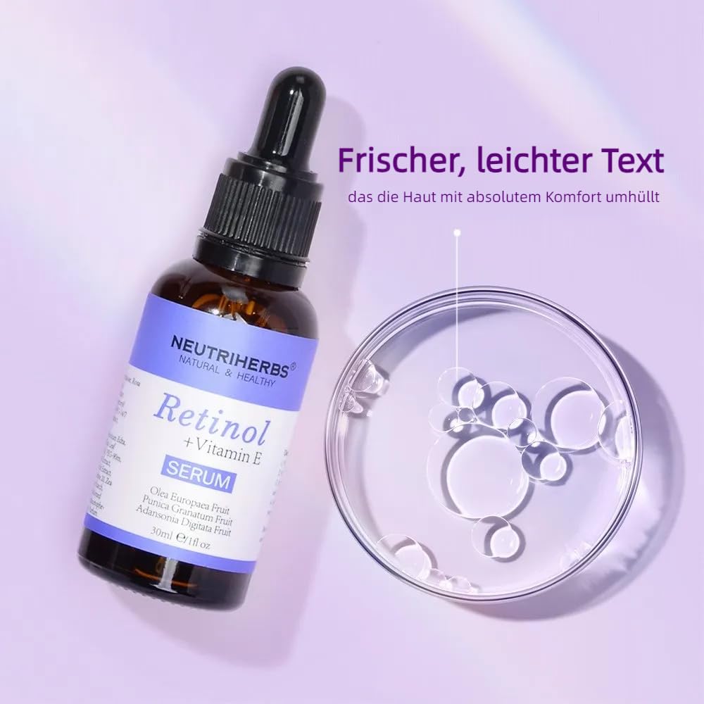 Neutriherbs Retinol Serum for face, Anti Aging Night Serum, Smooth Wrinkle and Fine Lines, Repair Hyaluronic Acid Antioxidant Facial Serum - 30ml/1fl oz